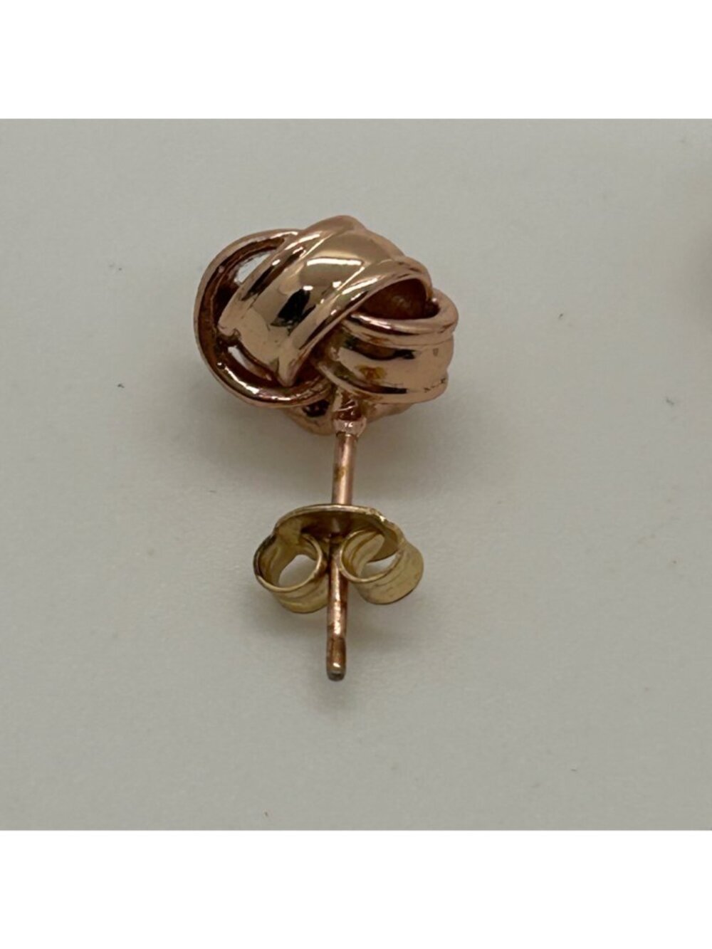 Rose Gold Tone Love Knot Stud Earrings Post Minimalist Classic Fashion READ - Picture 6 of 9